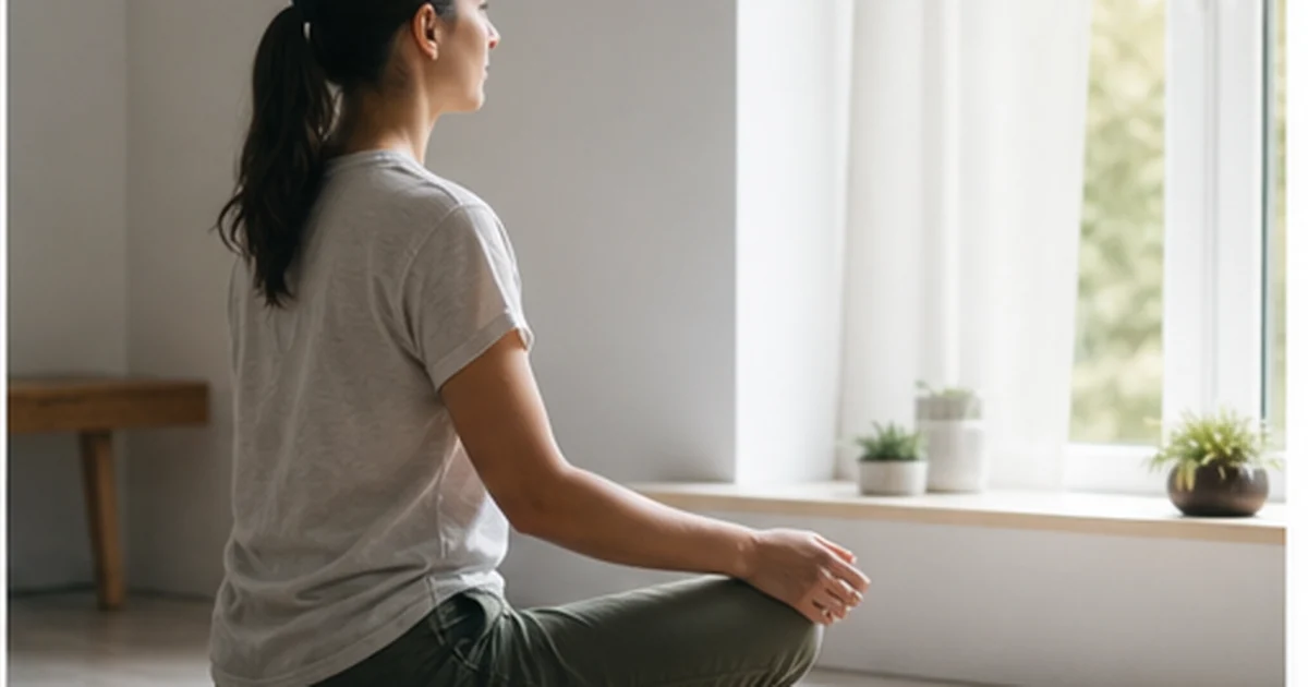 Persona practicando mindfulness paso a paso junto a una ventana